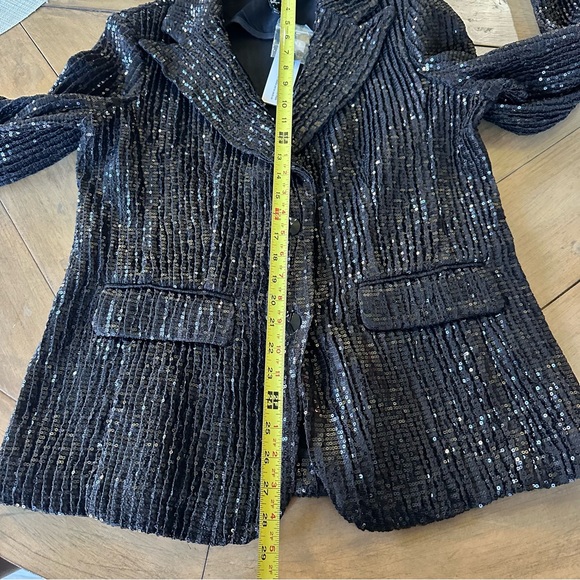 Retail $175 NWT Berek S Black Sequin Blazer Button Pockets Festive Evening Coat - Picture 6 of 12